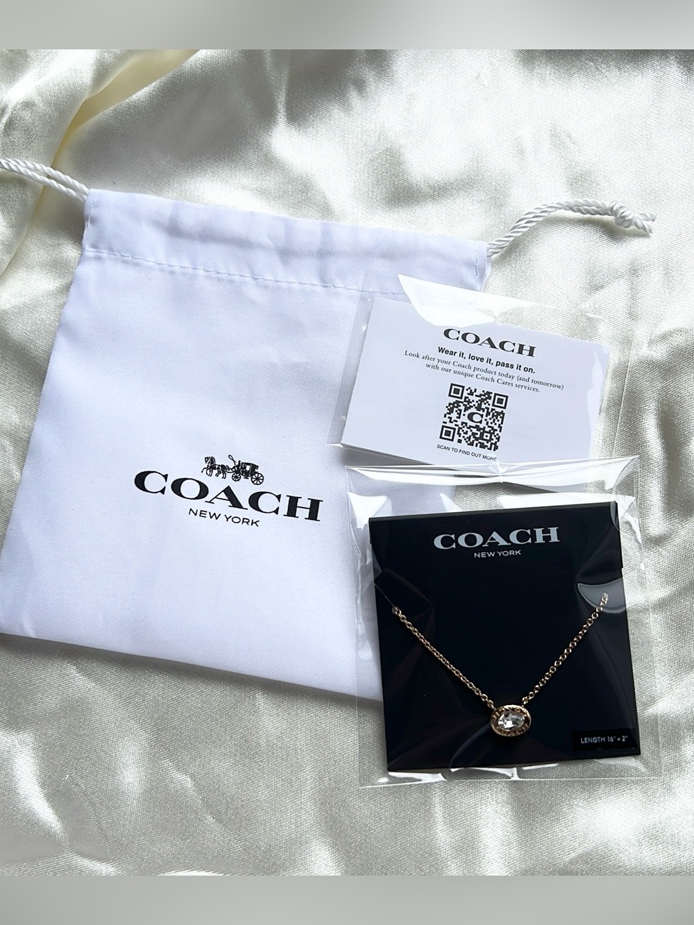 Coach Women’s Goldtone Minimalist Oblongs Crystal Clear Gem Studded 16” Necklace